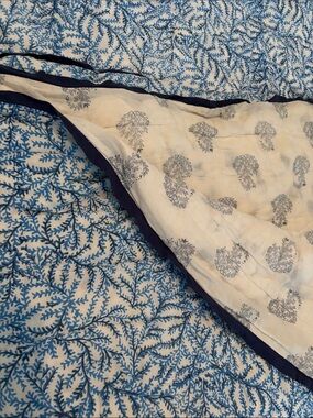 Roller Rabbit Blue and White Coral Reversible Quilt